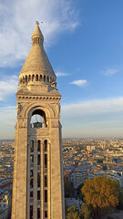 A panoramic view of Paris, France from the dome of the Sacre Coeur Basilica