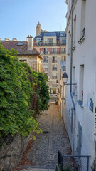Historical streets of Montmartre District of Paris, France