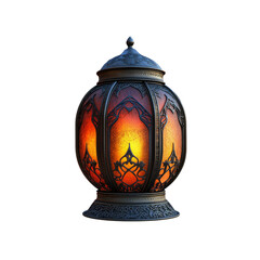Ornate Illuminated Ramadan Lantern, Glowing Festive Lamp