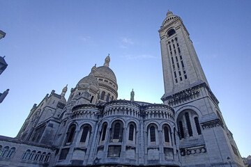 The exterior of Sacré Coeur Basilica in Montmartre in Paris, France