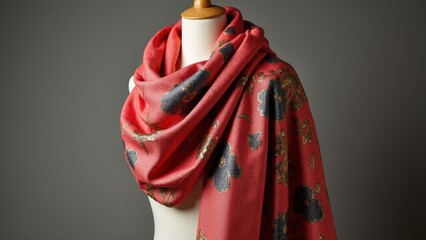 A vibrant kashmiri pashmina shawl with intricate weaving and colorful patterns, perfect for luxury branding.
