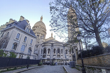The exterior of Sacré Coeur Basilica in Montmartre in Paris, France