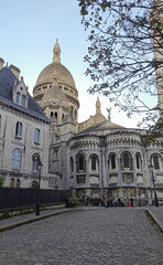 The exterior of Sacré Coeur Basilica in Montmartre in Paris, France