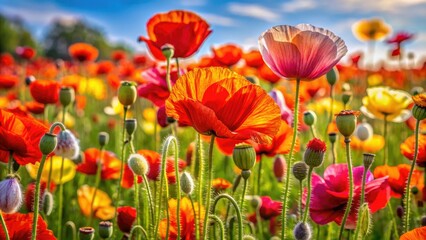 Aerial Photography of Vibrant Poppy Flowers for Adult and Kids Coloring Pages