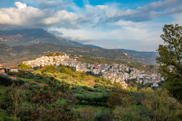 Fototapeta premium scenic skyline of Rivello old town