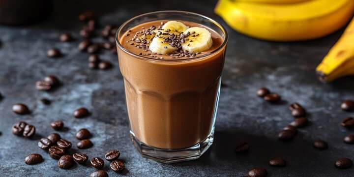 Delicious coffee banana smoothie served in a glass, highlighting the rich flavors of coffee and banana. Enjoy a refreshing coffee banana smoothie perfect for any occasion.