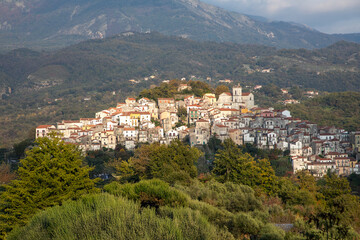 Fototapeta premium scenic skyline of Rivello old town