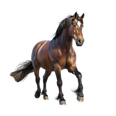 Fototapeta premium A Powerful Brown Horse Isolated on White Background