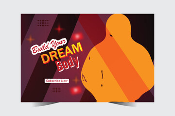 modern professional fitness gym youtube thumbnail template design