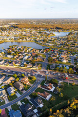 Aerial view photo of new neighborhood real estate buildings in Buenaventura Lakes, Orlando,...