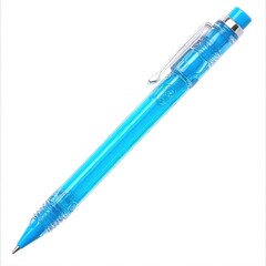 A blue retractable ballpoint pen designed for writing and note-taking.