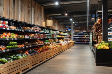 Fototapeta premium Interior of a empty supermarket grocery store