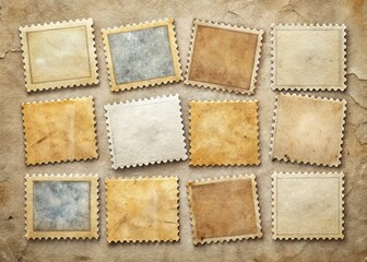 Obraz premium Blank Postage Stamp Backgrounds for Creative Projects and Documentaries