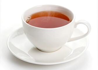 Steaming Cup of Tea on White Background