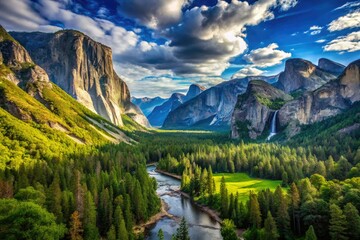 Obraz premium Breathtaking Panoramic View of Yosemite National Park in the Daylight