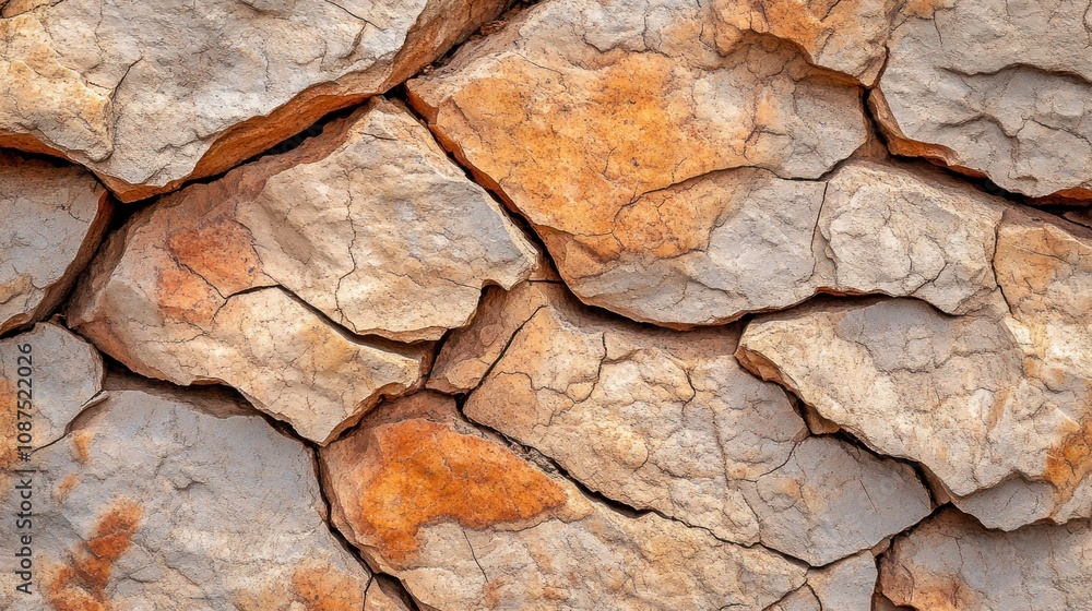 Poster cracked rock surface showing texture and color variations