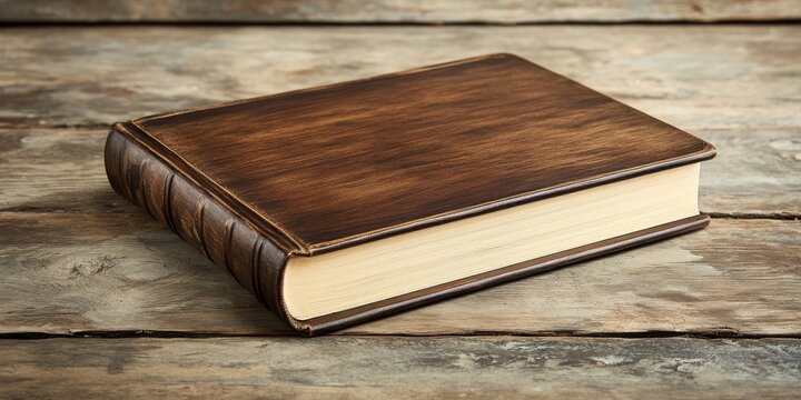 Luxury book featuring a beautifully crafted wooden cover, showcasing elegance and sophistication. This unique wooden cover adds a touch of luxury to any book collection.