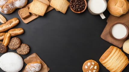 Coffee and bakery bistro detailed menu board classic offerings coffee varieties and pastries chic presentation vintage-style blackboards artisanal desserts spotlight on roasted beans, Photorealistic