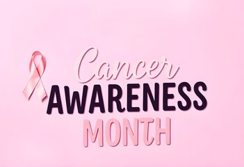 Cancer awareness month  on pink background
