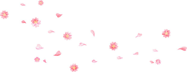 Hand-drawn pink flowers falling gently Watercolor
