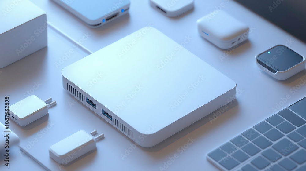 Aufkleber a modern wi-fi router with multiple devices connected, symbolizing the role of the internet in commu