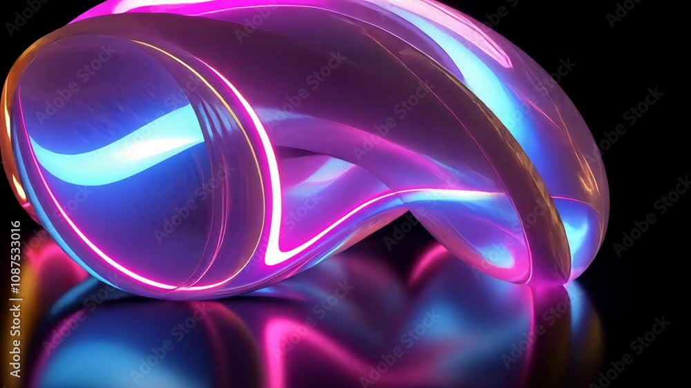 Poster exploring vibrant light waves and colorful reflections in a mesmerizing digital art display at the l