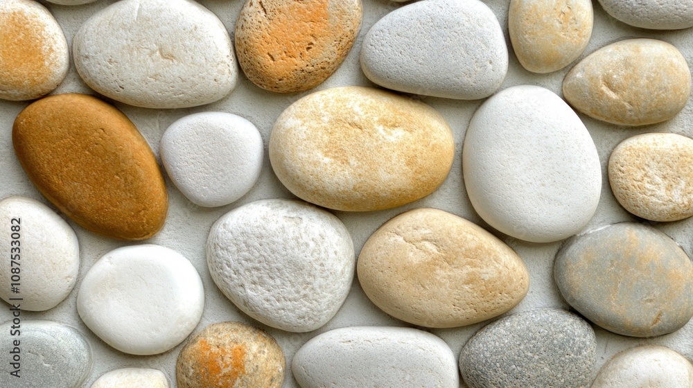Poster Smooth Stones Arranged In A Decorative Wall Pattern