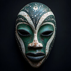 African Mask with Intricate Design and Bold Colors