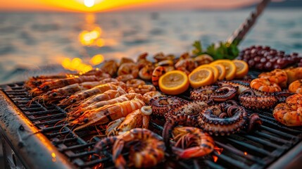 Seafood Barbecue with Sunset View at Seaside Grill