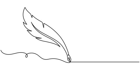 Pen Signature Continuous Line Icon. Continuous one line drawing writing pen isolated minimalist linear illustration made of single line vector illustration. One continuous line drawing of pen writing 