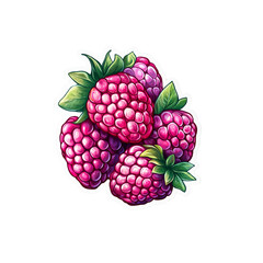 Vibrant Cluster of Fresh Raspberries - Juicy Summer Berries Illustration