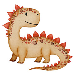 Watercolour dragon for kids, hand-drawn, white/transparent background.