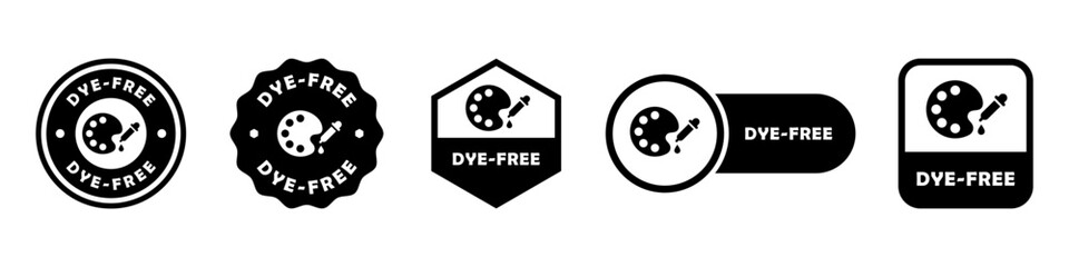 Dye Free - vector signs for product package labels.