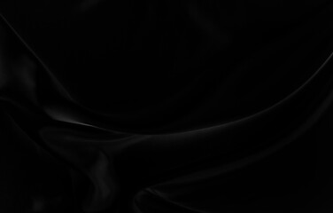 Black gray satin dark fabric texture luxurious shiny that is abstract silk cloth background with patterns soft waves blur beautiful.