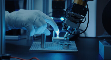 Precision engineering: robotic arm machinery in high-tech laboratory