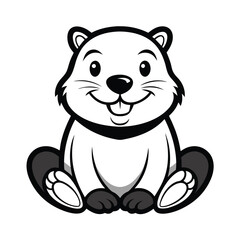 Smiling Raccoon Vector Illustration - Black and White, Cartoon, Clipart, and Line Art Design

