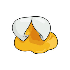 Cartoon vector illustration of a soft boiled egg with runny yolk. Simple and colorful food icon, perfect for breakfast concept, menu design, sticker, or culinary graphic element.