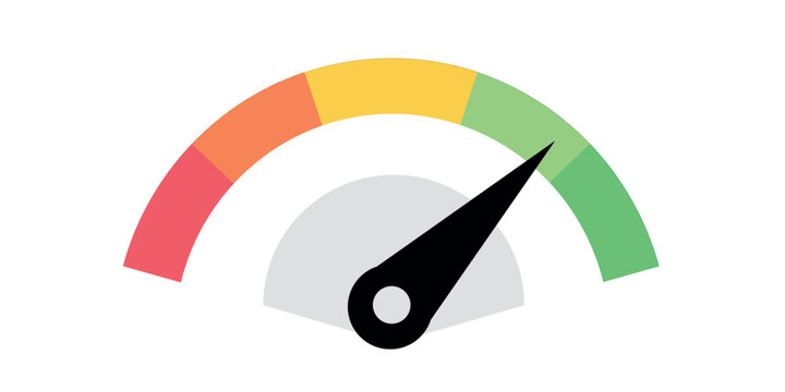 Gauge meter showing levels from low to high with indicator pointing to the high range.