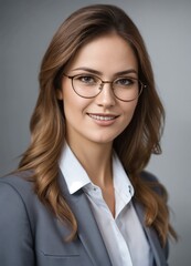 portrait of a business woman wear eyeglasses and happy face