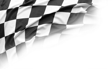 Checkered racing flag on white