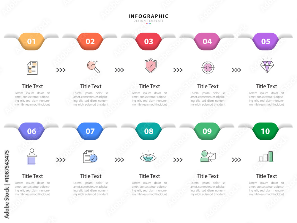 Aufkleber infographic 10 step timeline journey, calendar flat simple infographics design template. presentatio