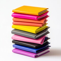 A colorful stack of notebooks arranged neatly for organization or creative use.