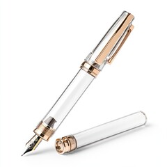 Naklejka premium A transparent fountain pen with a gold accent, designed for elegant writing.