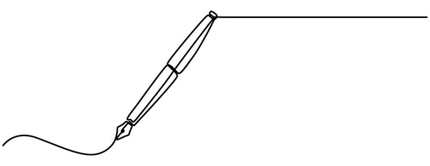 Pen Signature Continuous Line Icon. Continuous one line drawing writing pen isolated minimalist linear illustration made of single line vector illustration. One continuous line drawing of pen writing 