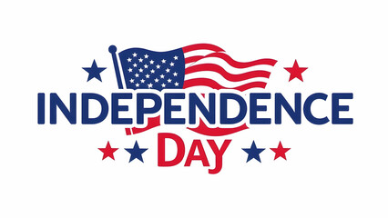 Graphic design featuring a waving American flag, stars, and the text Independence Day. Celebratory and patriotic imagery for the 4th of July.