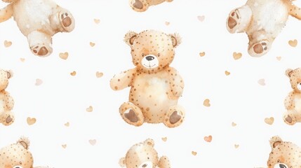 seamless pattern with watercolor cute animals cartoon drawing kids pattern