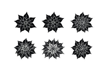 black and white snowflakes set