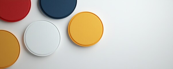 A minimalist arrangement of colorful circular shapes on a light background, showcasing a vibrant and modern aesthetic.