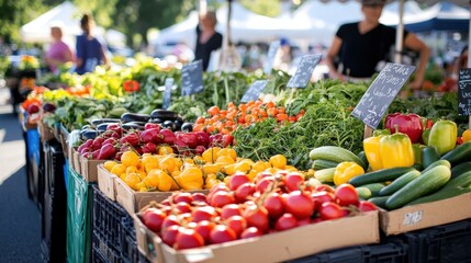 Fresh Produce Displayed at an Outdoor Market