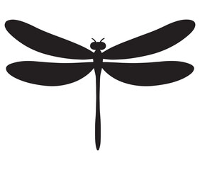 Cartoon dragonfly on white background, Cute dragonfly icon silhouette